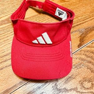 Vintage Adidas Cotton Adjustable Visor - Red - Vintage 3 Stripe